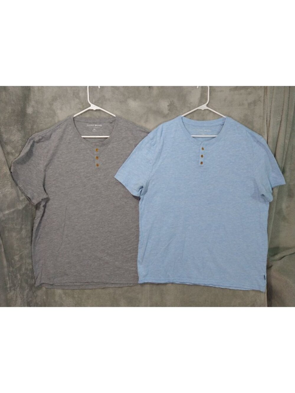 Lucky Brand Shirt Mens 2XL Henley Linen Blend Short Sleeve Casual Lot of 2
